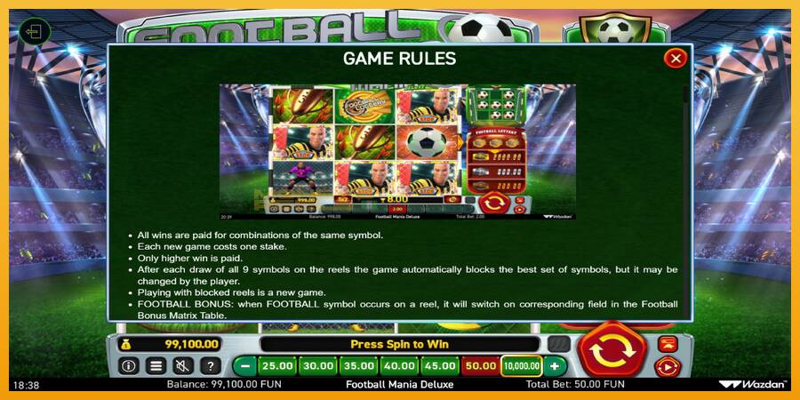 Football Mania Deluxe automat za igre na sreću, slika 6