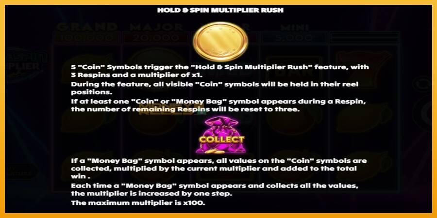 Hold & Spin Multiplier Rush automat za igre na sreću, slika 5