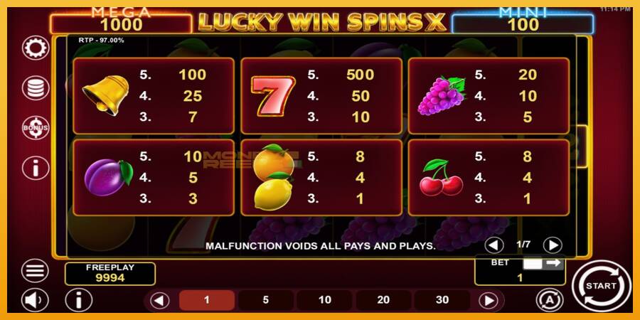 Lucky Win Spins X automat za igre na sreću, slika 4