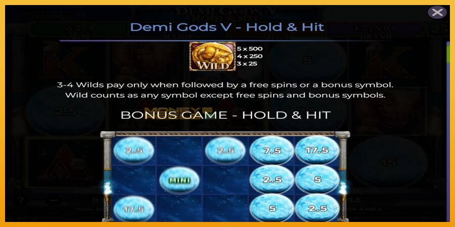 Demi Gods V Hold & Hit automat za igre na sreću, slika 4