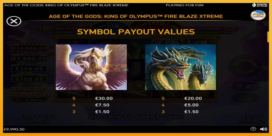 Age of the Gods: King of Olympus Fire Blaze Xtreme automat za igre na sreću, slika 6