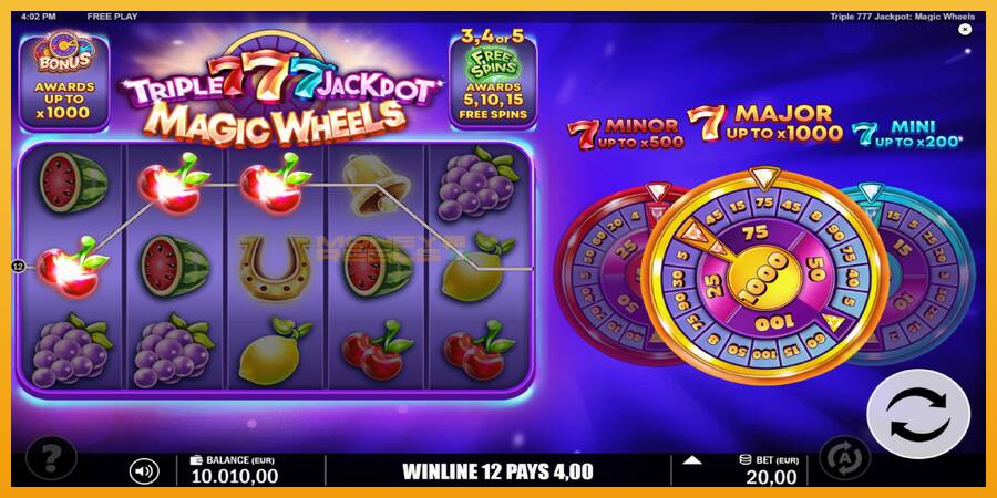 Triple 777 Jackpot Magic Wheels automat za igre na sreću, slika 4