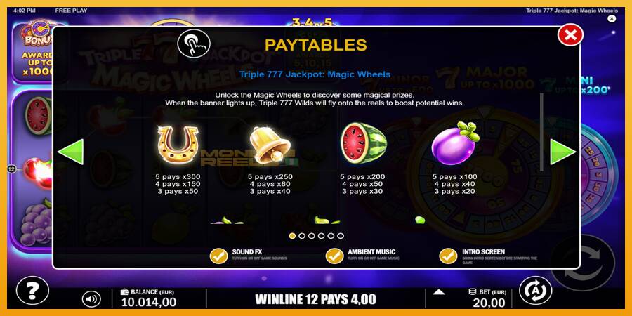 Triple 777 Jackpot Magic Wheels automat za igre na sreću, slika 5