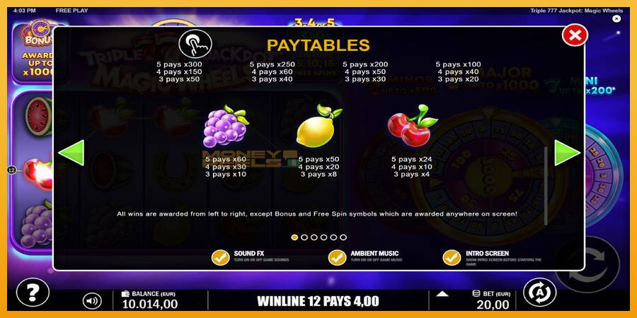 Triple 777 Jackpot Magic Wheels automat za igre na sreću, slika 6