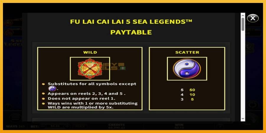 Fu Lai Cai Lai 5 Sea Legends automat za igre na sreću, slika 5