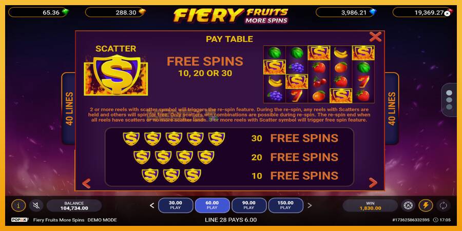 Fiery Fruits More Spins automat za igre na sreću, slika 6