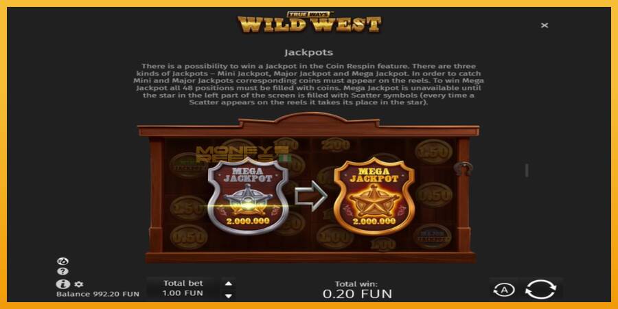 Wild West Trueways automat za igre na sreću, slika 6