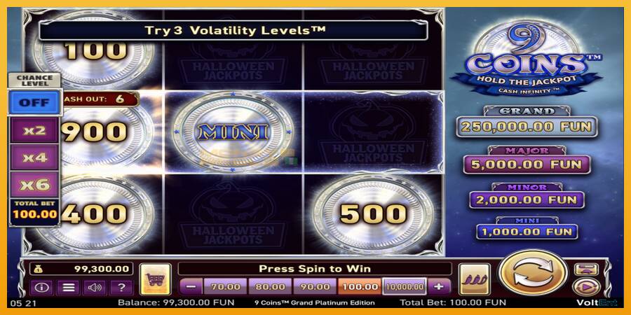 9 Coins Grand Platinum Edition Halloween Jackpot automat za igre na sreću, slika 2