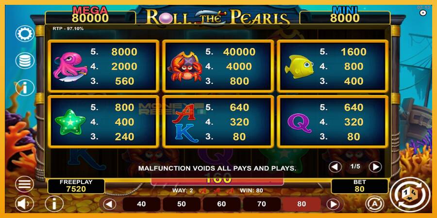 Roll The Pearls Hold & Win automat za igre na sreću, slika 5