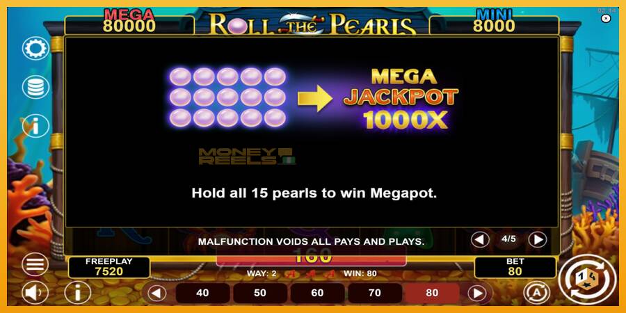 Roll The Pearls Hold & Win automat za igre na sreću, slika 7