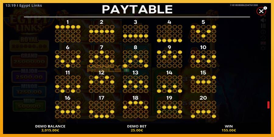 Egypt Links: Running Wins automat za igre na sreću, slika 7