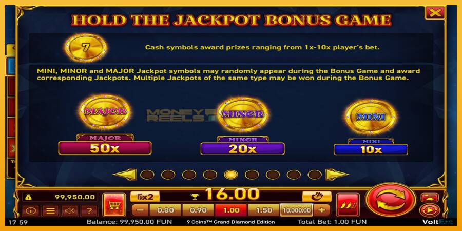 9 Coins Grand Diamond Edition Halloween Jackpots automat za igre na sreću, slika 5