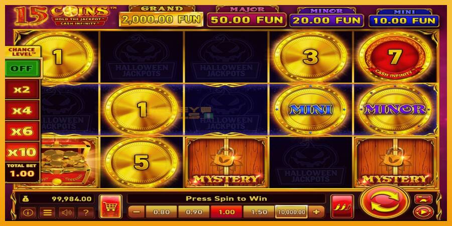 15 Coins Grand Gold Edition Halloween Jackpot automat za igre na sreću, slika 2