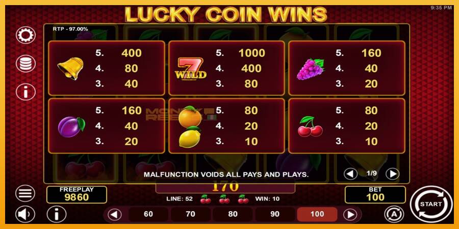 Lucky Coin Wins automat za igre na sreću, slika 4