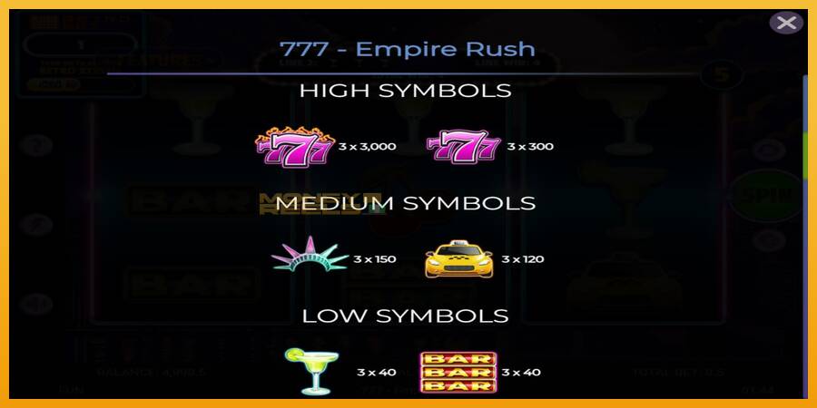 777 Empire Rush automat za igre na sreću, slika 5