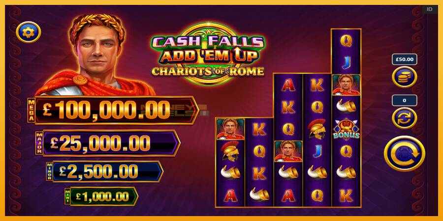 Cash Falls: Add Em Up Chariots of Rome automat za igre na sreću, slika 2