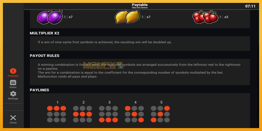 Ultra Hot Sevens automat za igre na sreću, slika 5