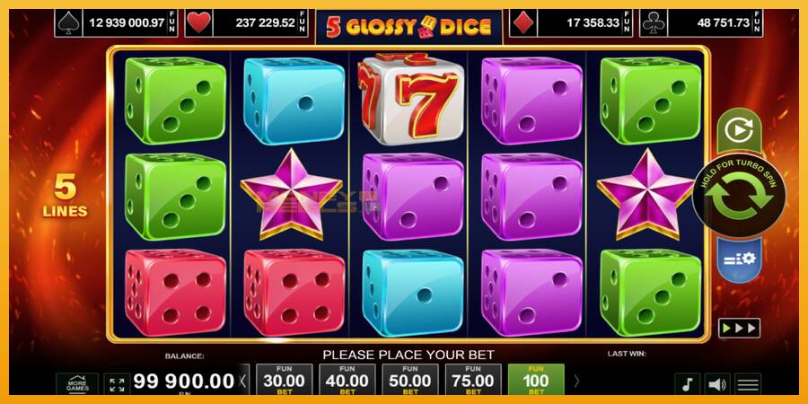 5 Glossy Dice automat za igre na sreću, slika 1