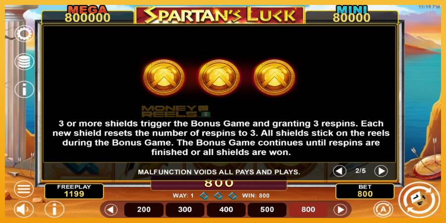 Spartans Luck Hold & Win automat za igre na sreću, slika 5