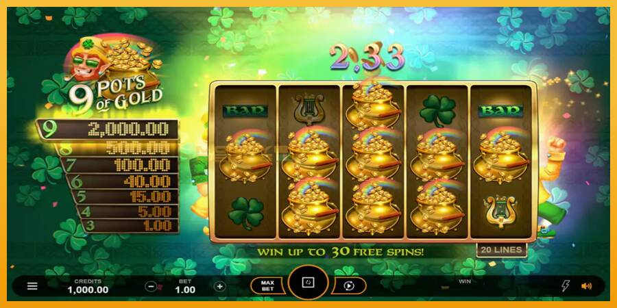 9 Pots of Gold Land & Win automat za igre na sreću, slika 5