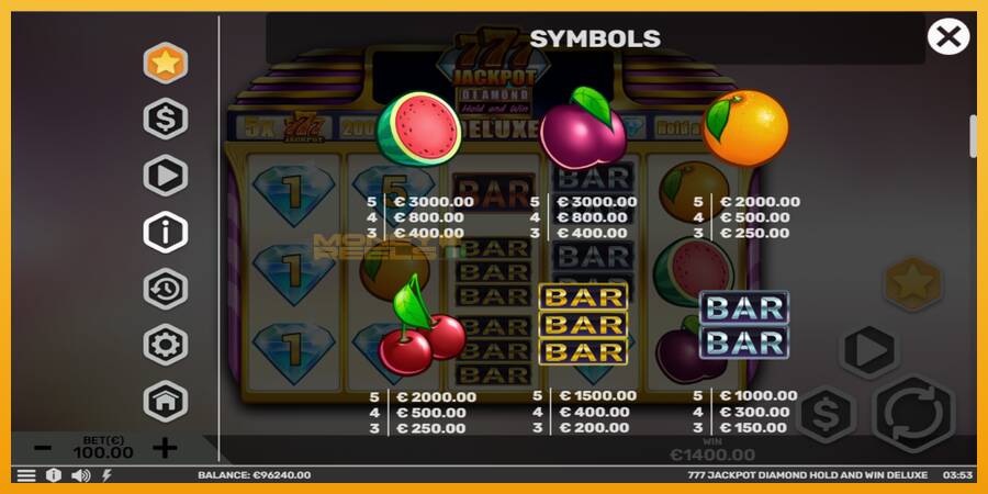 777 Jackpot Diamond Hold and Win Deluxe automat za igre na sreću, slika 6