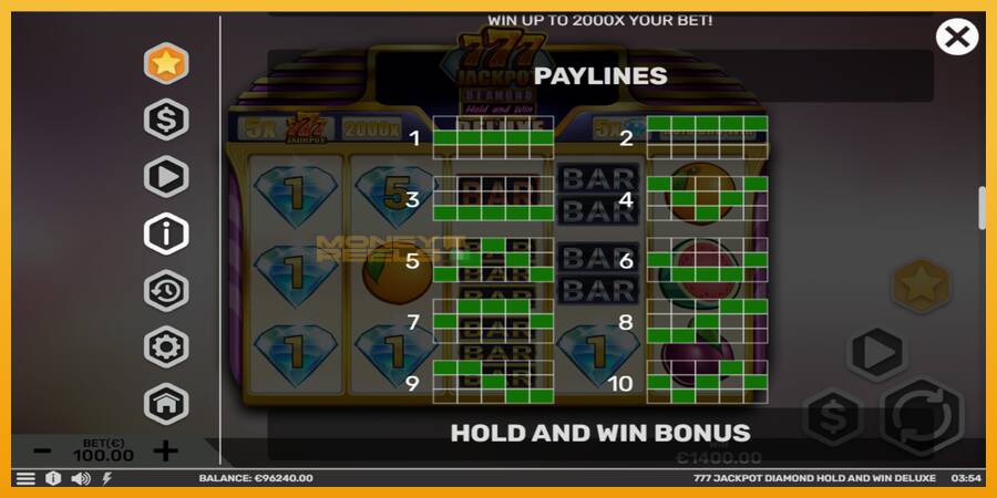 777 Jackpot Diamond Hold and Win Deluxe automat za igre na sreću, slika 7