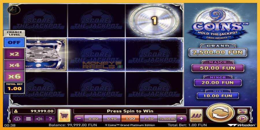 9 Coins Grand Platinum Edition Score The Jackpot automat za igre na sreću, slika 2