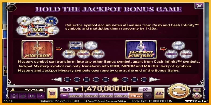 9 Coins Grand Platinum Edition Score The Jackpot automat za igre na sreću, slika 5