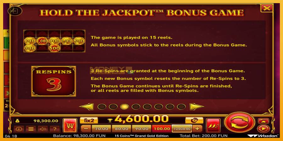 15 Coins Grand Gold Edition Score The Jackpot automat za igre na sreću, slika 5