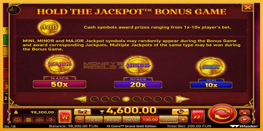 15 Coins Grand Gold Edition Score The Jackpot automat za igre na sreću, slika 6