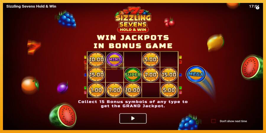 Sizzling Sevens Hold & Win automat za igre na sreću, slika 1