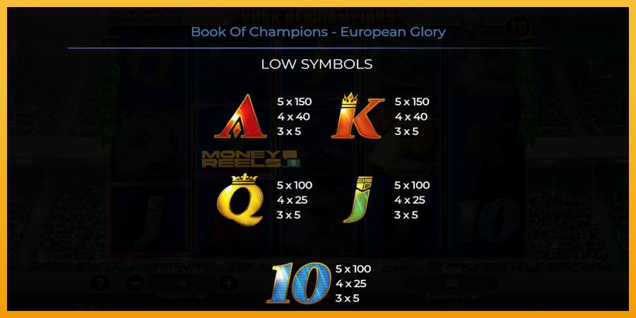 Book of Champions - European Glory automat za igre na sreću, slika 6