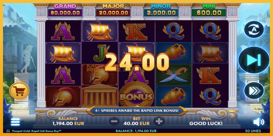 Pompeii Gold Rapid Link Bonus Buy automat za igre na sreću, slika 3