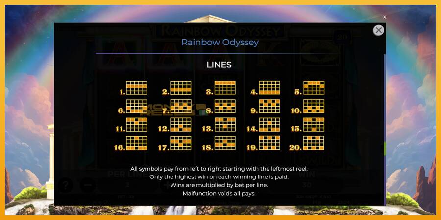 Rainbow Odyssey automat za igre na sreću, slika 7