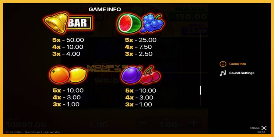 Sunny Fruits 2: Hold and Win automat za igre na sreću, slika 7