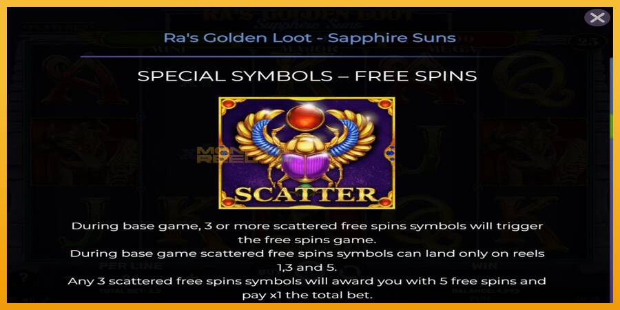 Ras Golden Loot - Sapphire Suns automat za igre na sreću, slika 4