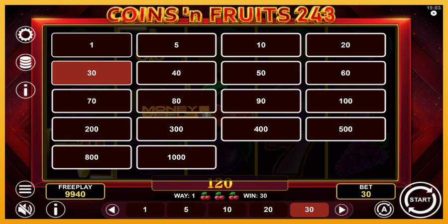 Coinsn Fruits 243 automat za igre na sreću, slika 7