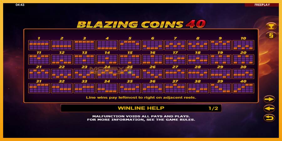 Blazing Coins 40 automat za igre na sreću, slika 5