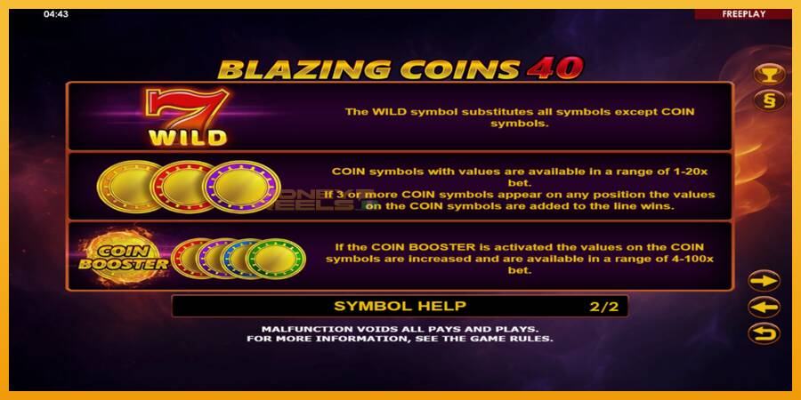 Blazing Coins 40 automat za igre na sreću, slika 6