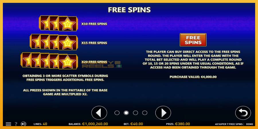 40 Super 7 Free Spins automat za igre na sreću, slika 6