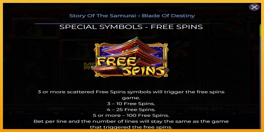 Story of the Samuari: Blade of Destiny automat za igre na sreću, slika 4