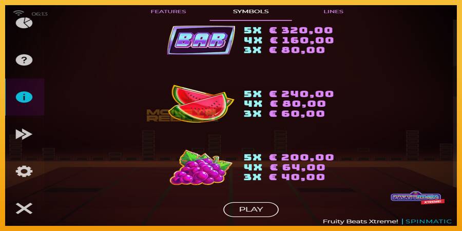 Fruity Beats Xtreme automat za igre na sreću, slika 4