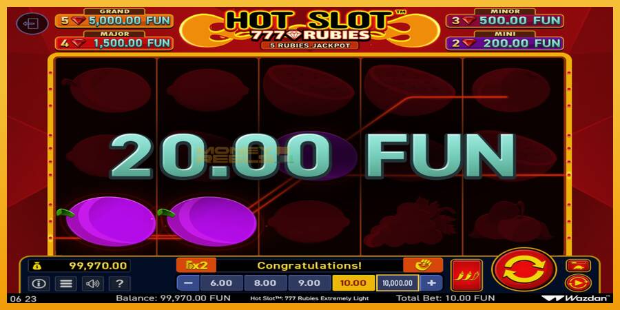 Hot Slot 777 Rubies Extremely Light automat za igre na sreću, slika 3