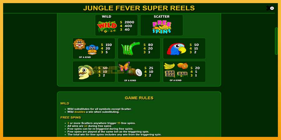 Jungle Fever Super Reels automat za igre na sreću, slika 6