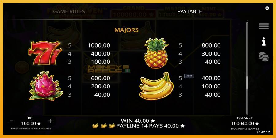 Fruit Heaven Hold and Win automat za igre na sreću, slika 6