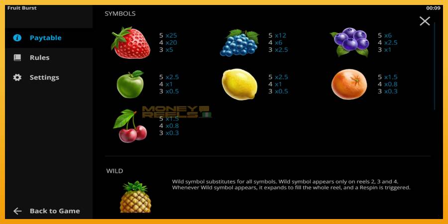 Fruitburst automat za igre na sreću, slika 4