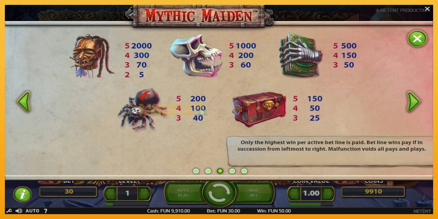 Mythic Maiden automat za igre na sreću, slika 6