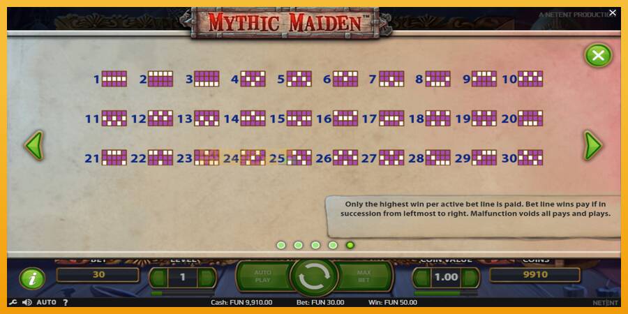 Mythic Maiden automat za igre na sreću, slika 7