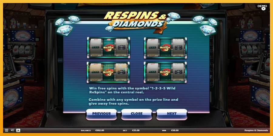 Respins Diamonds automat za igre na sreću, slika 6