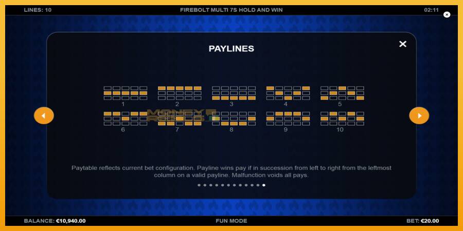 Firebolt Multi 7s Hold and Win automat za igre na sreću, slika 7